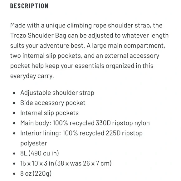 Cotopaxi Trozo shoulder bag NWOT black/multi adjustable rope strap recycled - Picture 16 of 16